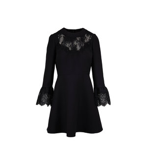 Valentino - Black Wool & Silk Lace Trim Dress | Mitchell Stores