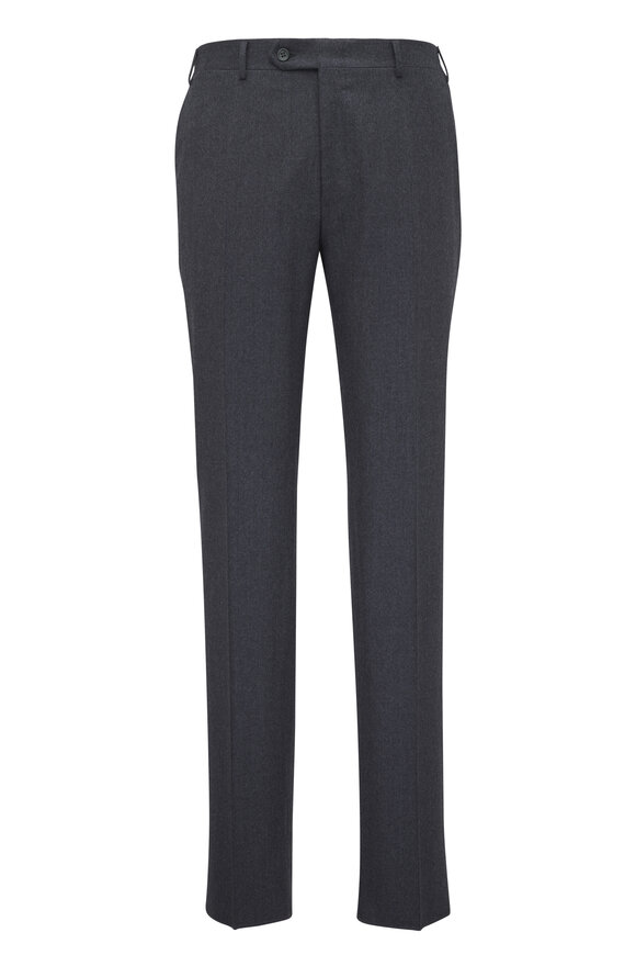 Canali Solid Dark Gray Brushed Wool Suit - view 4