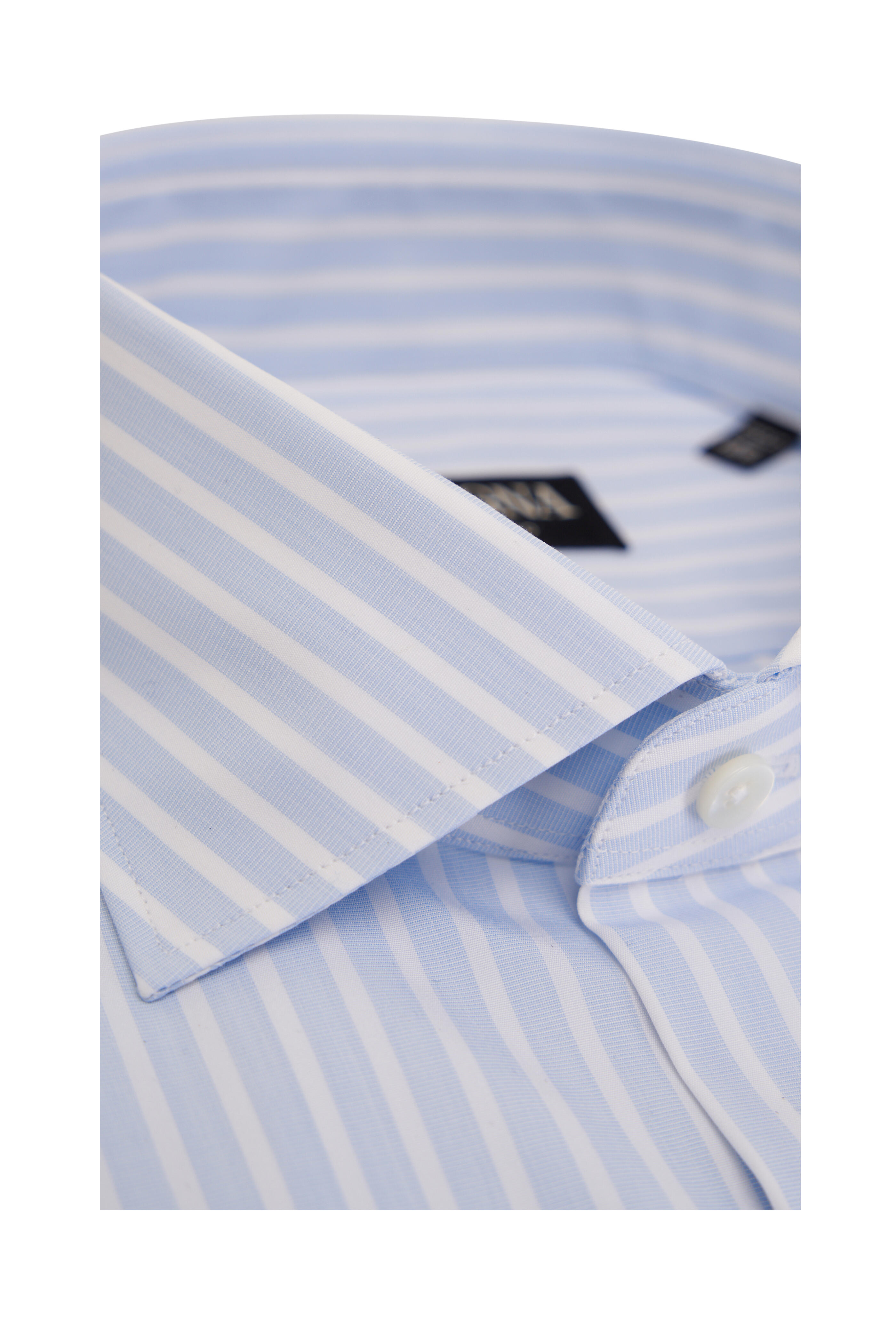 Zegna - Trofeo Blue & White Stripe Dress Shirt | Mitchell Stores