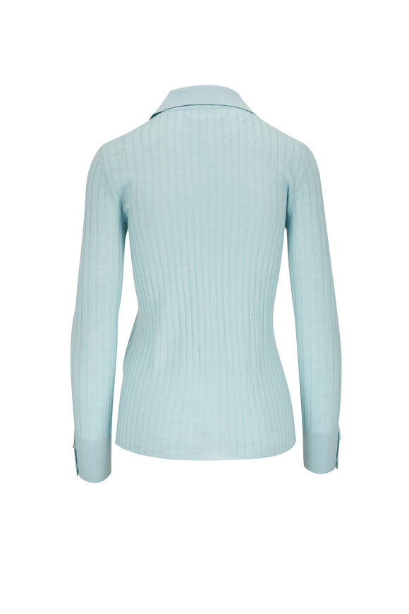 Lisa Yang - Aria Sea Blue Ribbed Cashmere Cardigan