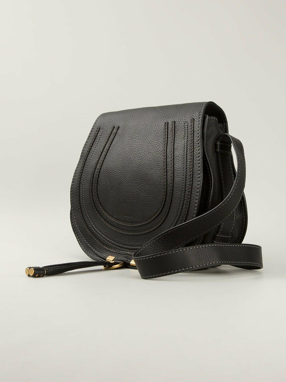 Chloé Marcie Medium Leather Crossbody Bag Black