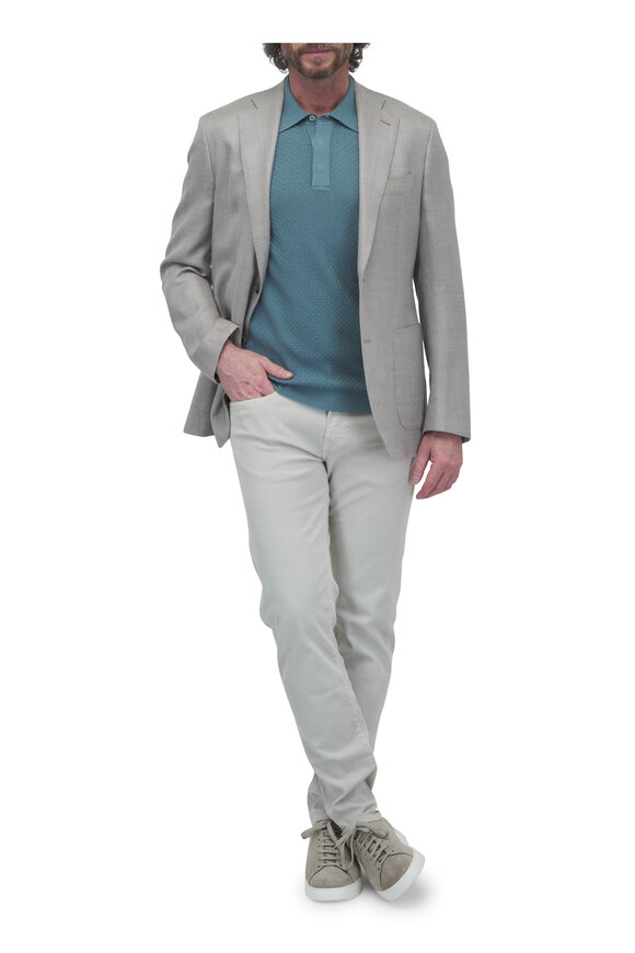 Atelier Munro Khaki Tonal Plaid Wool, Silk & Linen Sportcoat - view 2