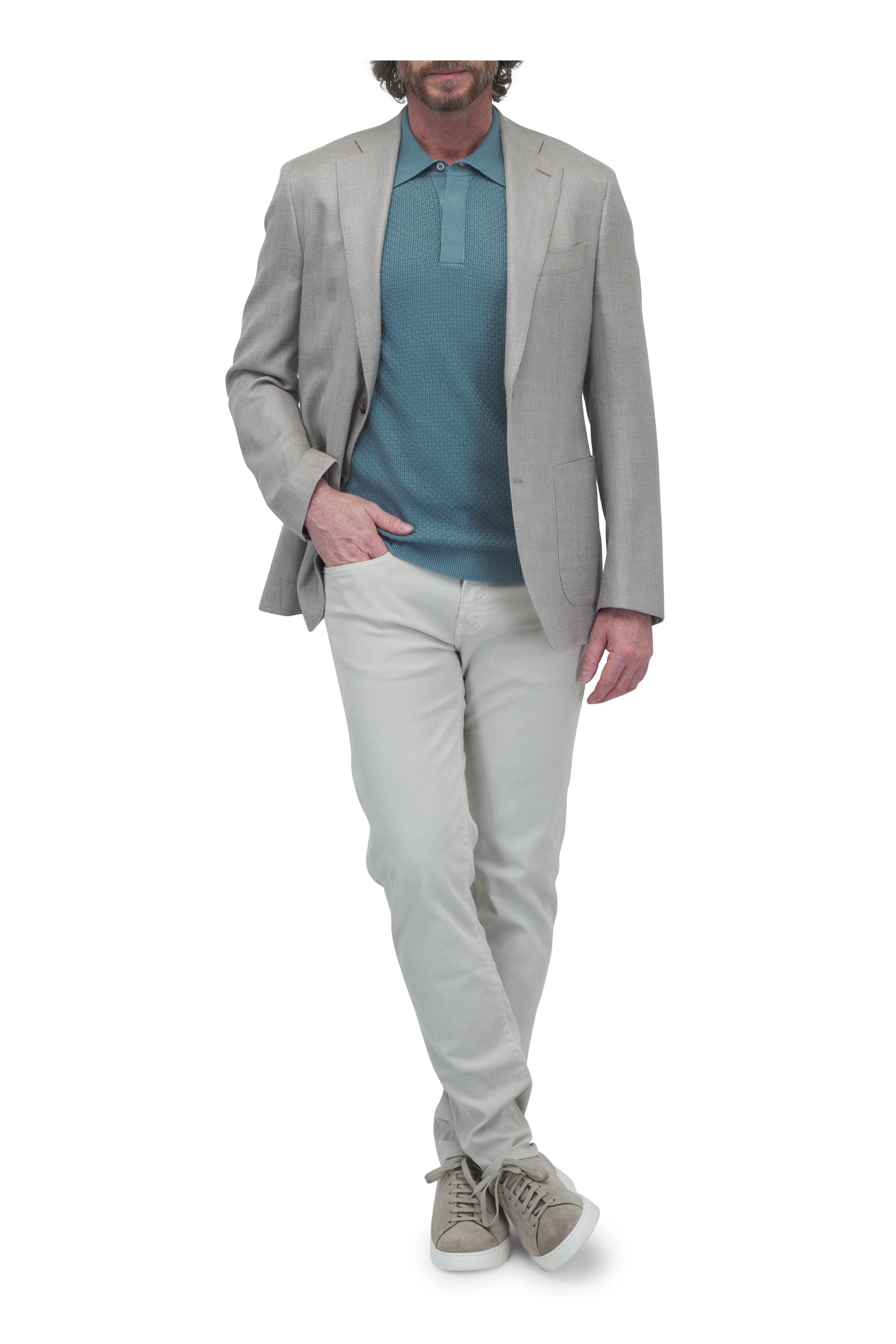 Atelier Munro - Khaki Tonal Plaid Wool, Silk & Linen Sportcoat