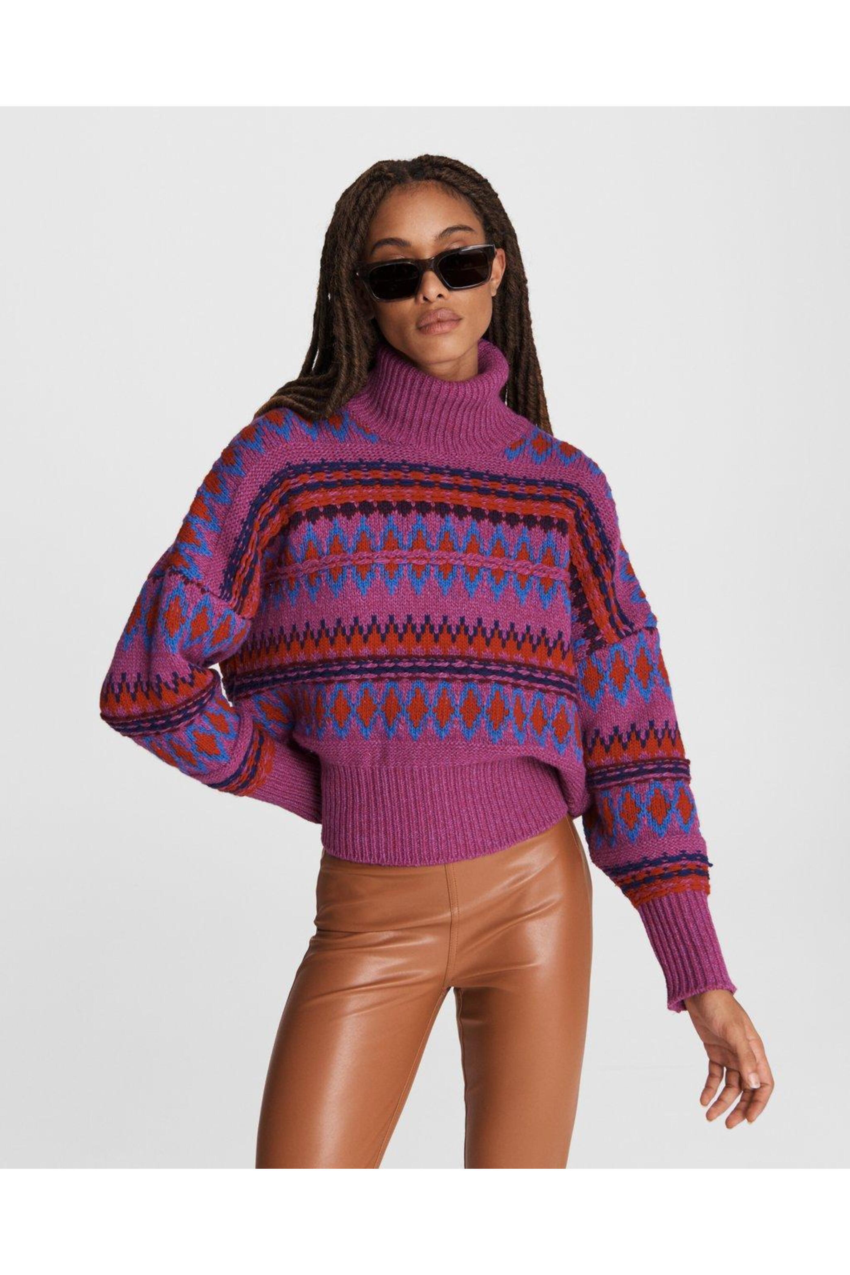 Rag & Bone - Purple Willow Fair Isle Turtleneck Sweater