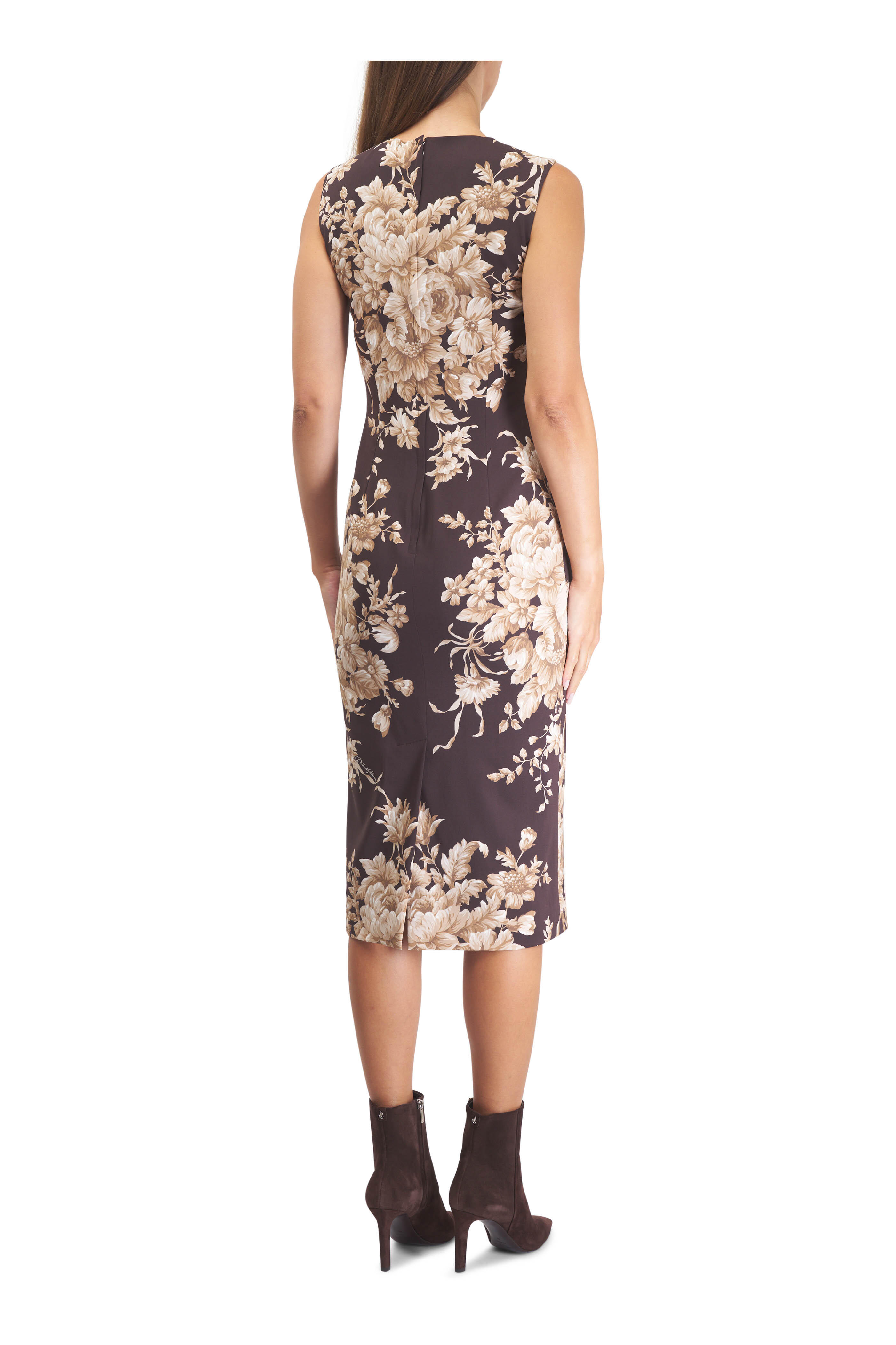dolce gabbana brown dress Dolce & Gabbana Brown Floral Lace Dress main image 0