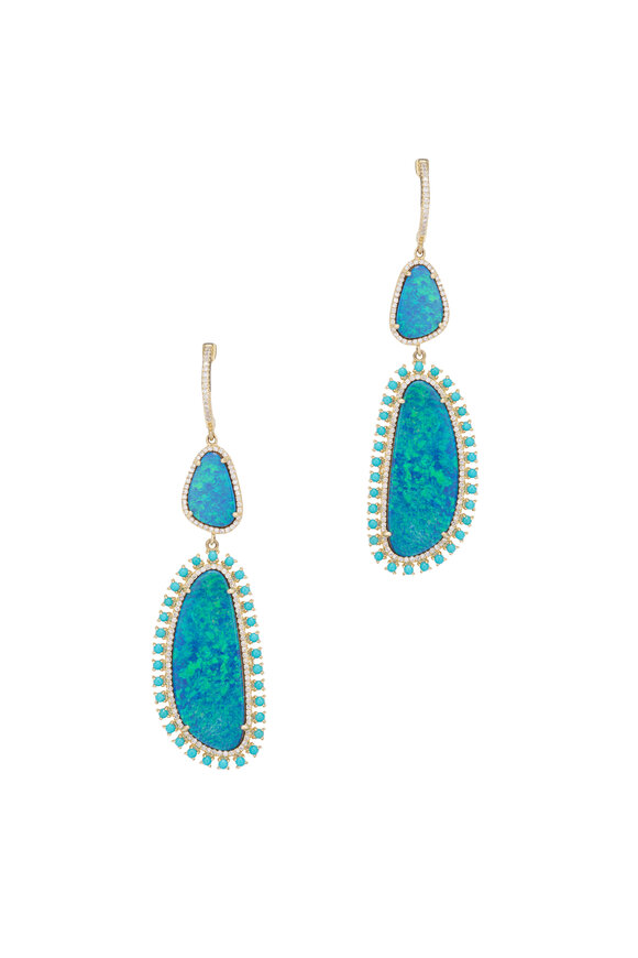 Kai Linz Turquoise, Opal & Diamond Earrings - view 1