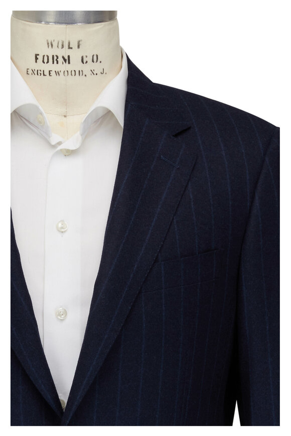 Canali - Navy Blue Stripe 120s Wool Suit