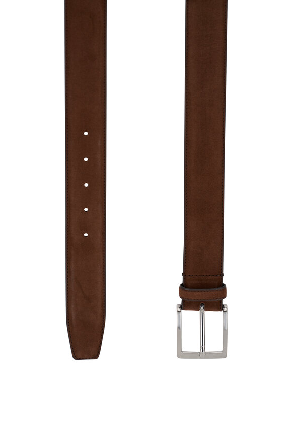 To Boot New York - Brown Suede & Silver Square Buckle Belt 