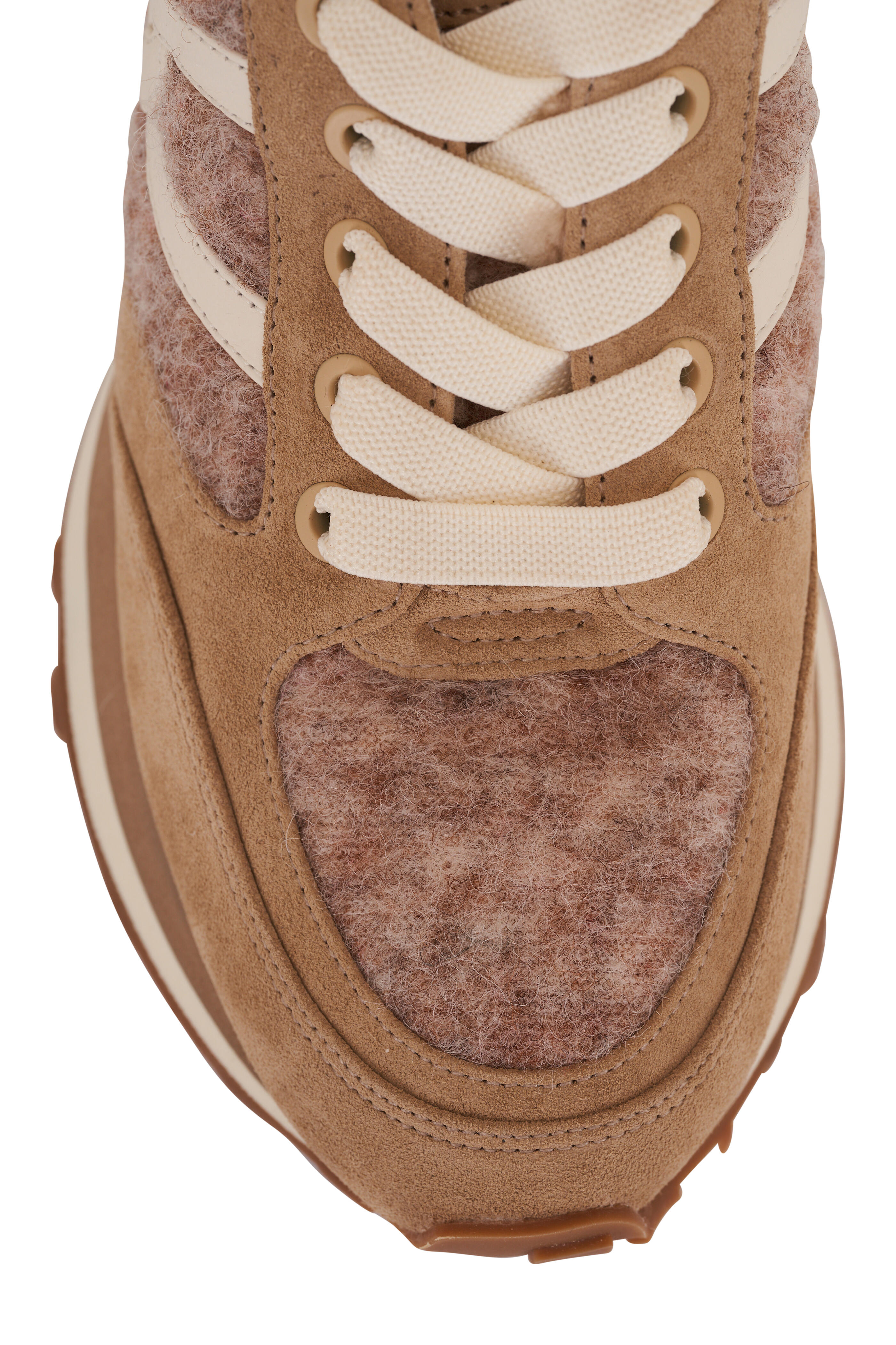 Veronica Beard - Valentina Sand Shearling & Suede Sneaker