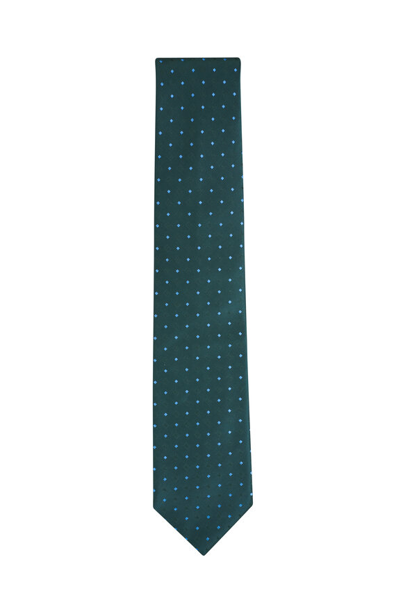 Brioni Dark Green Motif Jacquard Silk Tie