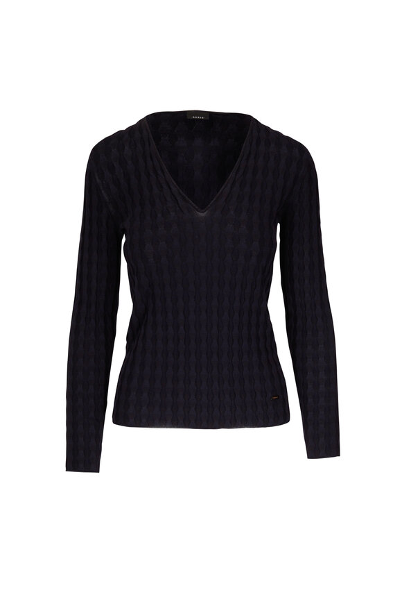 Akris - Black V-Neck Pullover Knit Top
