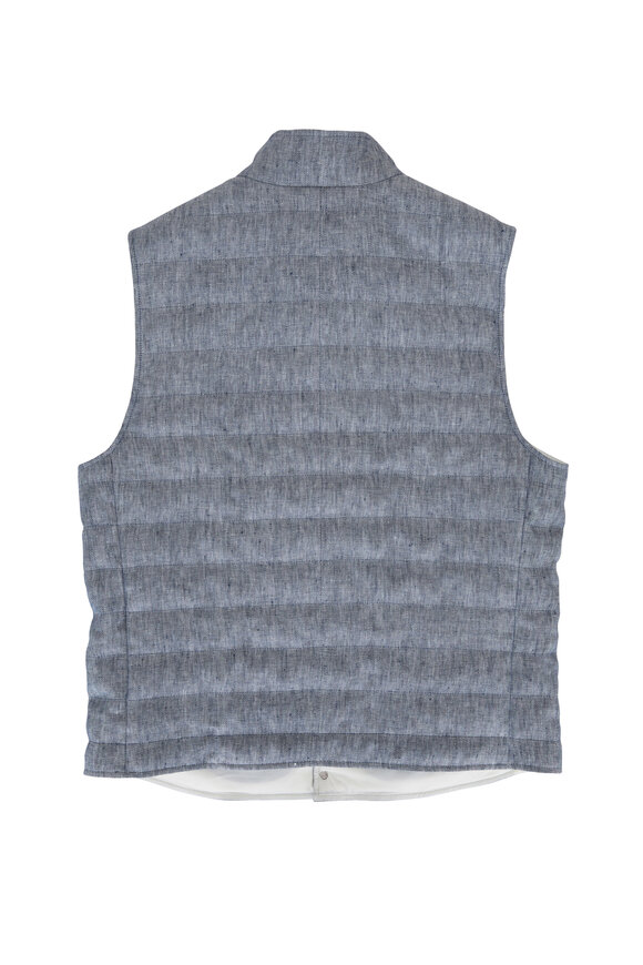 Brunello Cucinelli - Blue Chevron Hemp & Linen Vest