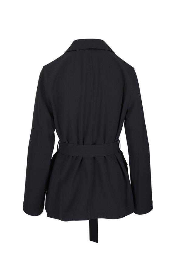 Lafayette 148 New York Black Finesse Crepe Belted Shirt Jacket - view 5