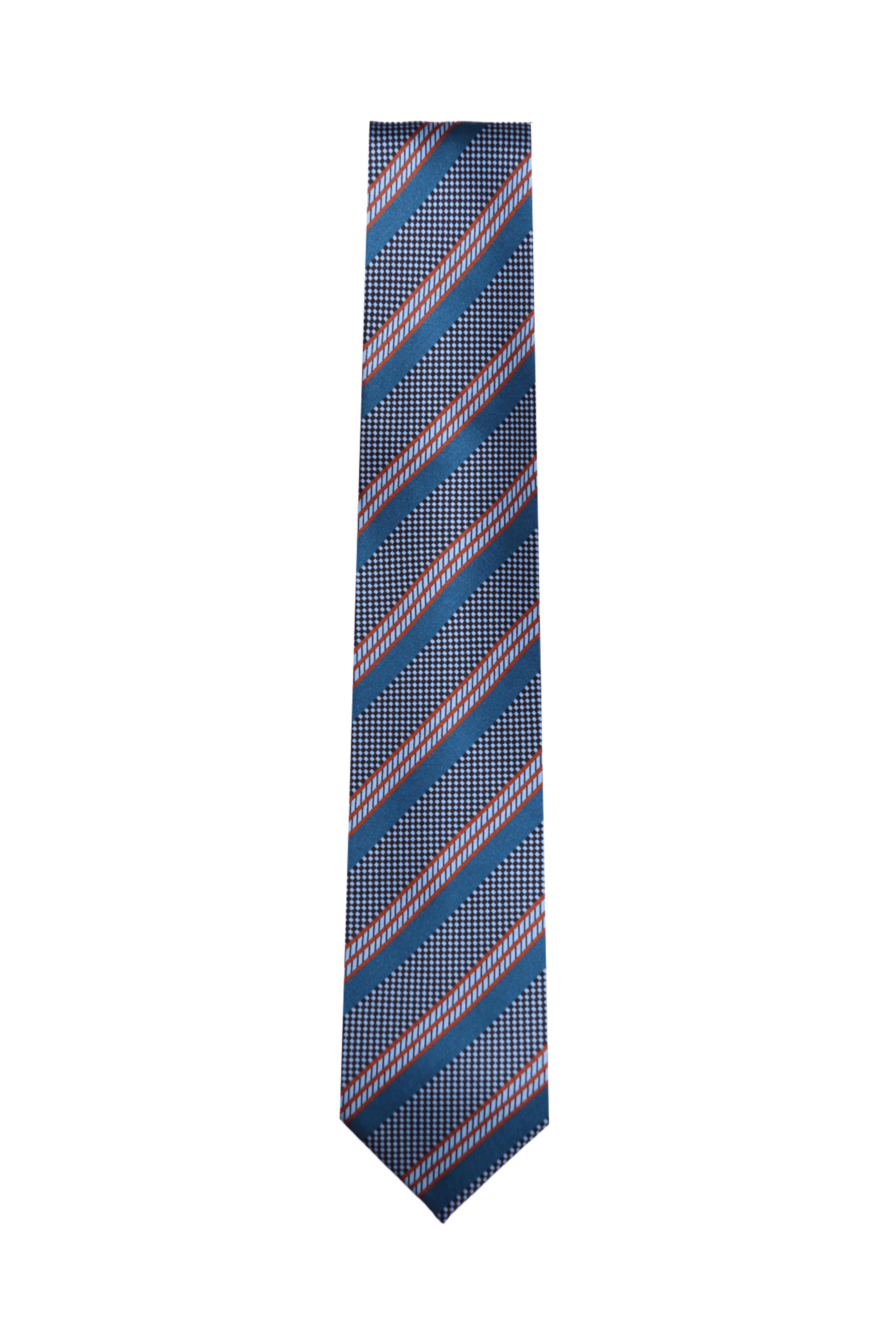 Dolce Punta - Blue and Brown Stripe Silk 11 Fold Tie
