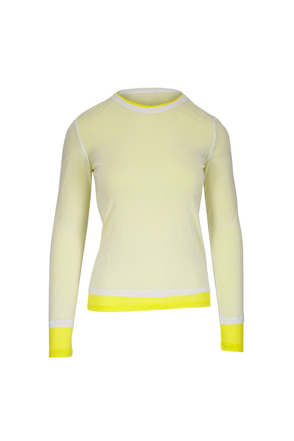AG Eleni Powder & Chartreuse Layered Long Sleeve Top