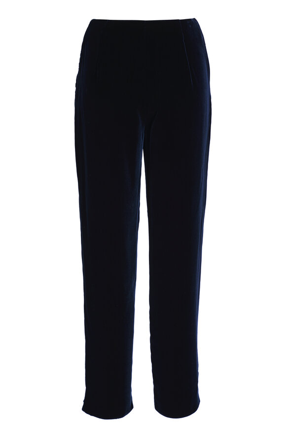 Giorgio Armani - Navy Blue Velvet Slim Leg Pant