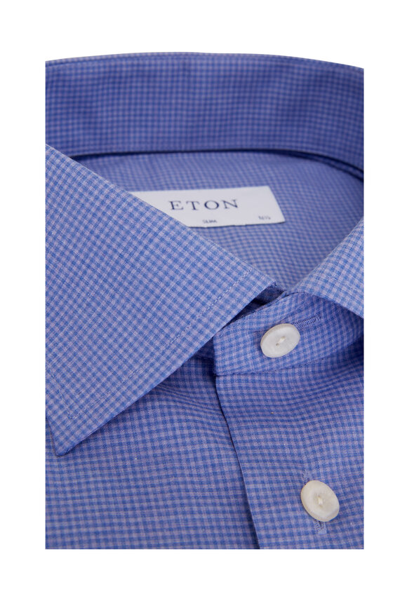 Eton - Blue Fine Mélange Check Slim Fit Sport Shirt 