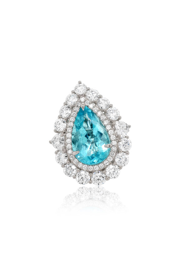 Diana M Jewels Platinum Paraiba Aquamarine & Diamond Ring - view 1