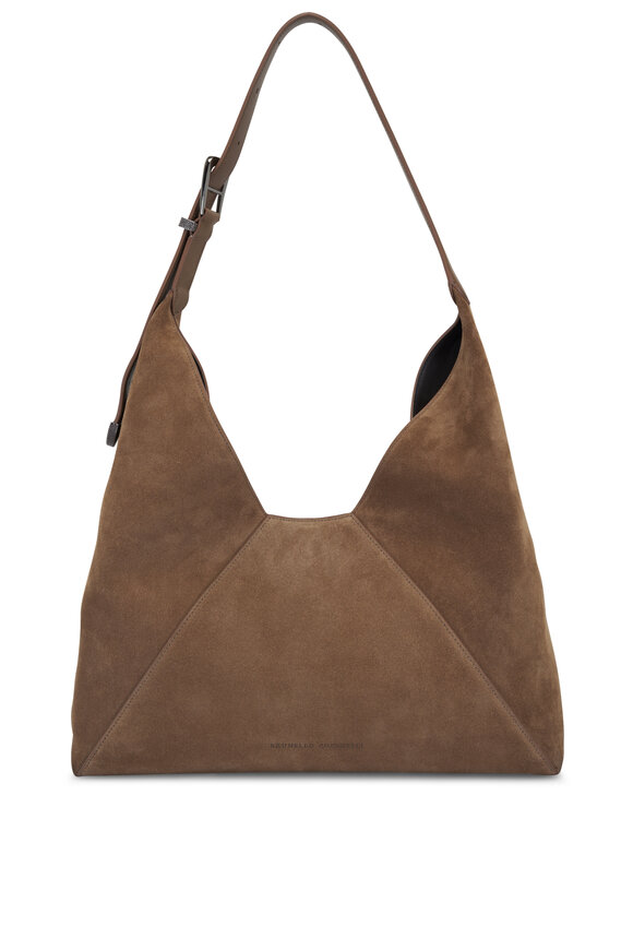 Brunello Cucinelli Brown Suede Hobo Bag 