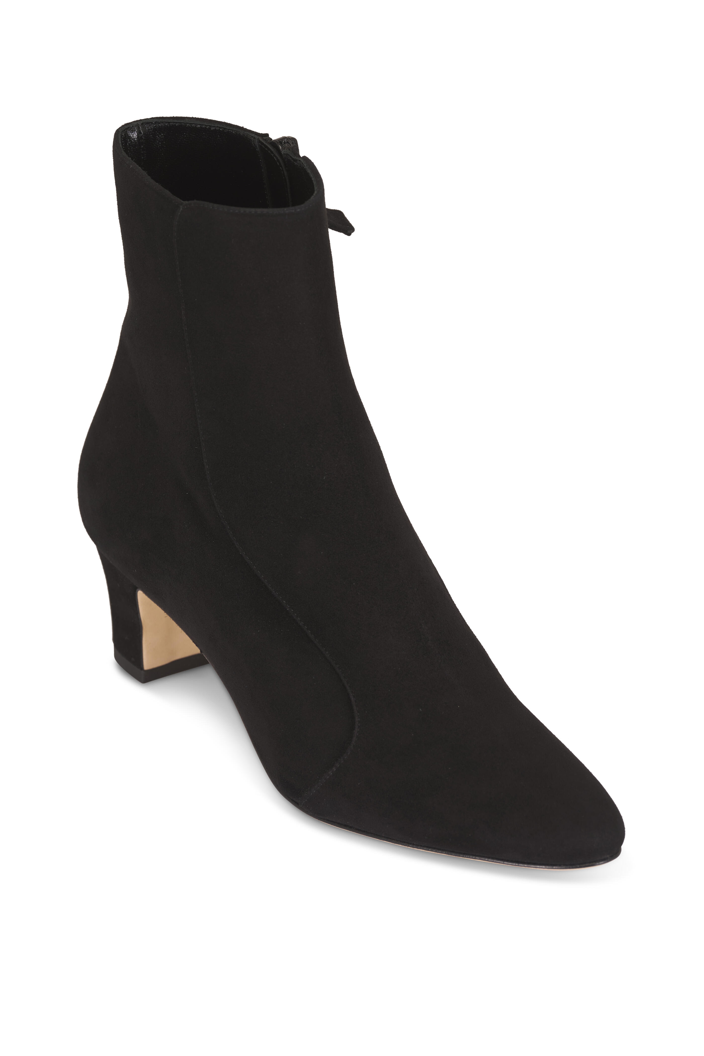 Manolo Blahnik - Myconia Black Suede Bootie, 50mm - view 1