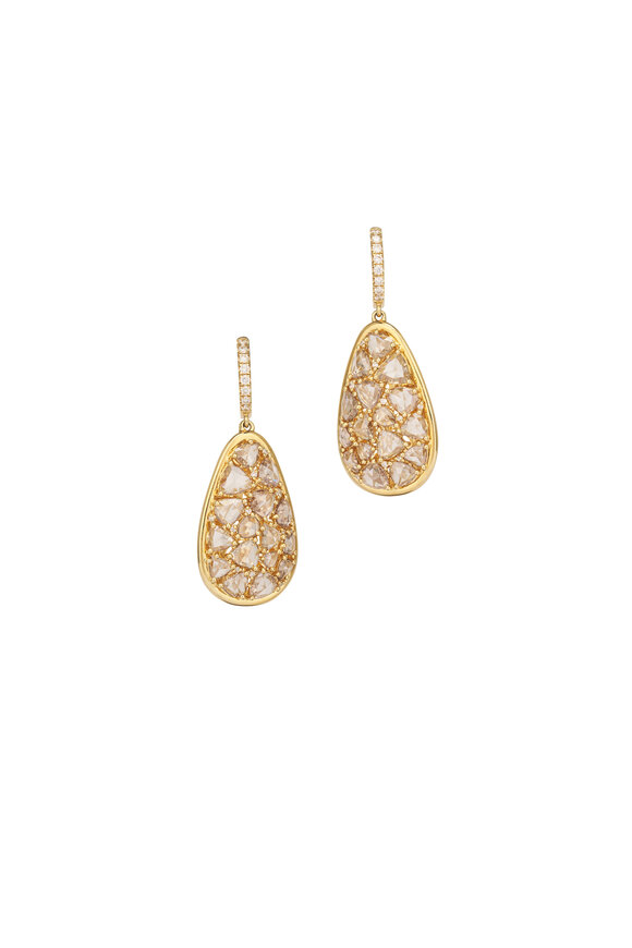 Sutra 18k Yellow Gold Diamond Dangle Earring - view 1