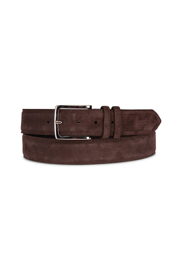 Bontoni Dark Brown Suede Belt - view 1