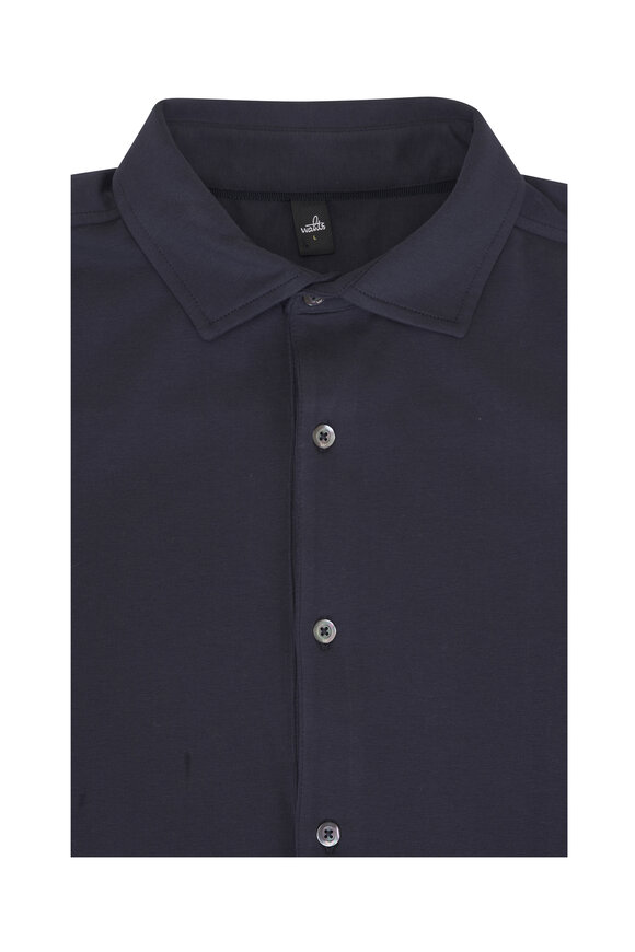 WAHTS Duke Deep Navy Stretch Jersey Button Down Shirt