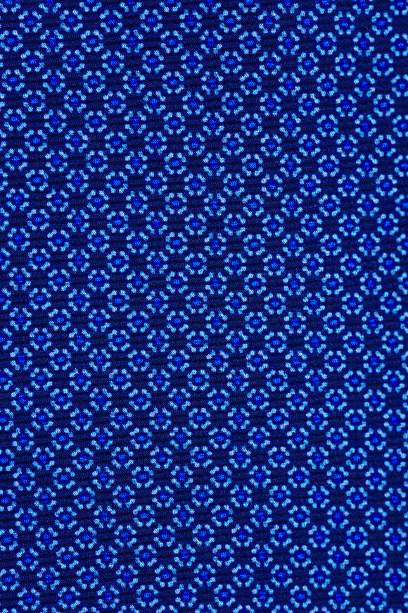 Kiton Navy Blue Geometric Silk Necktie - view 2