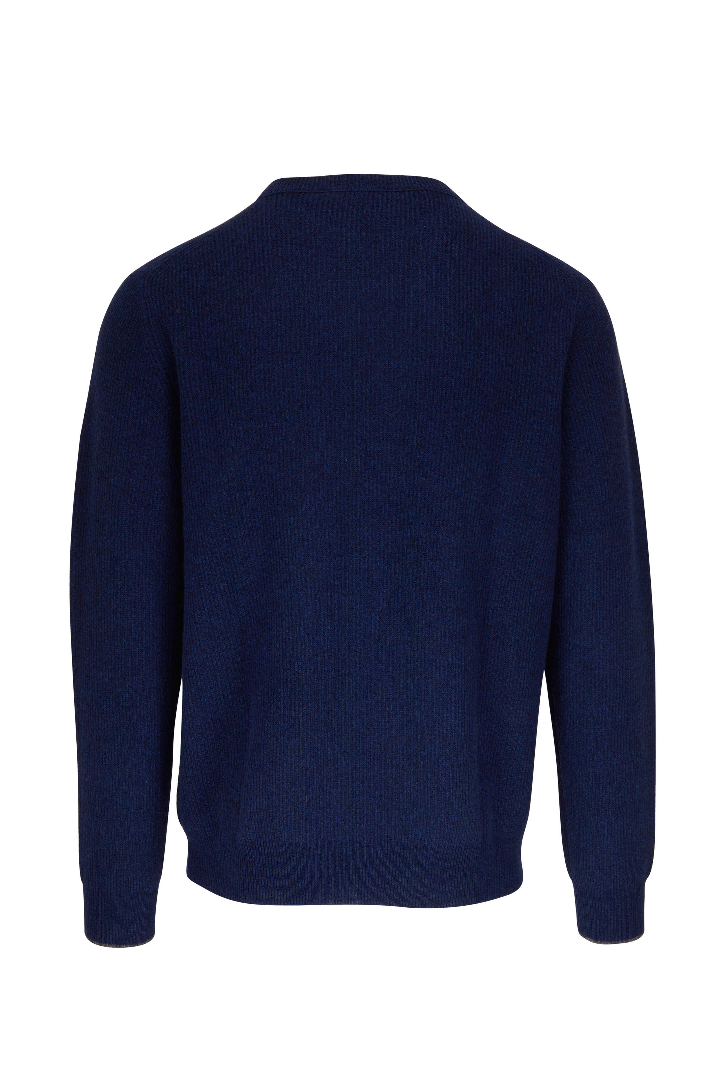 Kinross - Navy Rib Tipped Crewneck Sweater | Mitchell Stores