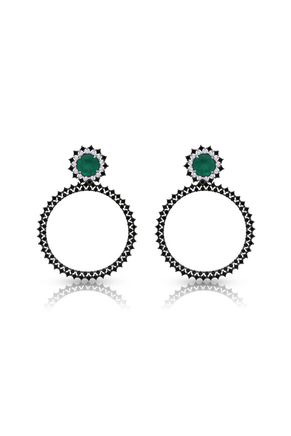 Hueb - Bestow Diamond Green Onyx & Spinel Drop Earrings