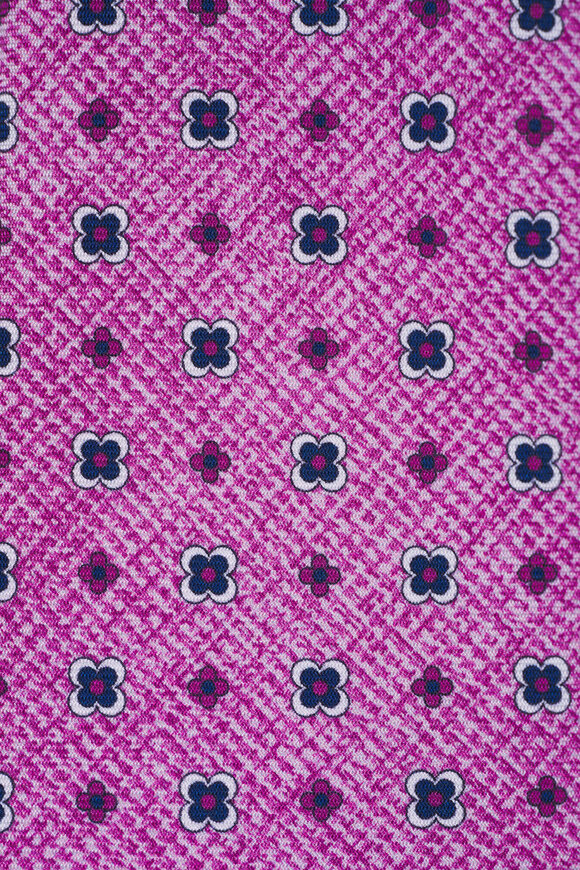 Kiton Pink Geometric Print Silk Necktie - view 2