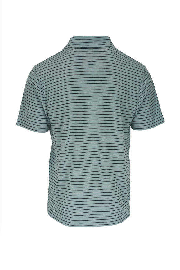 Vince - Blue Striped Linen Polo