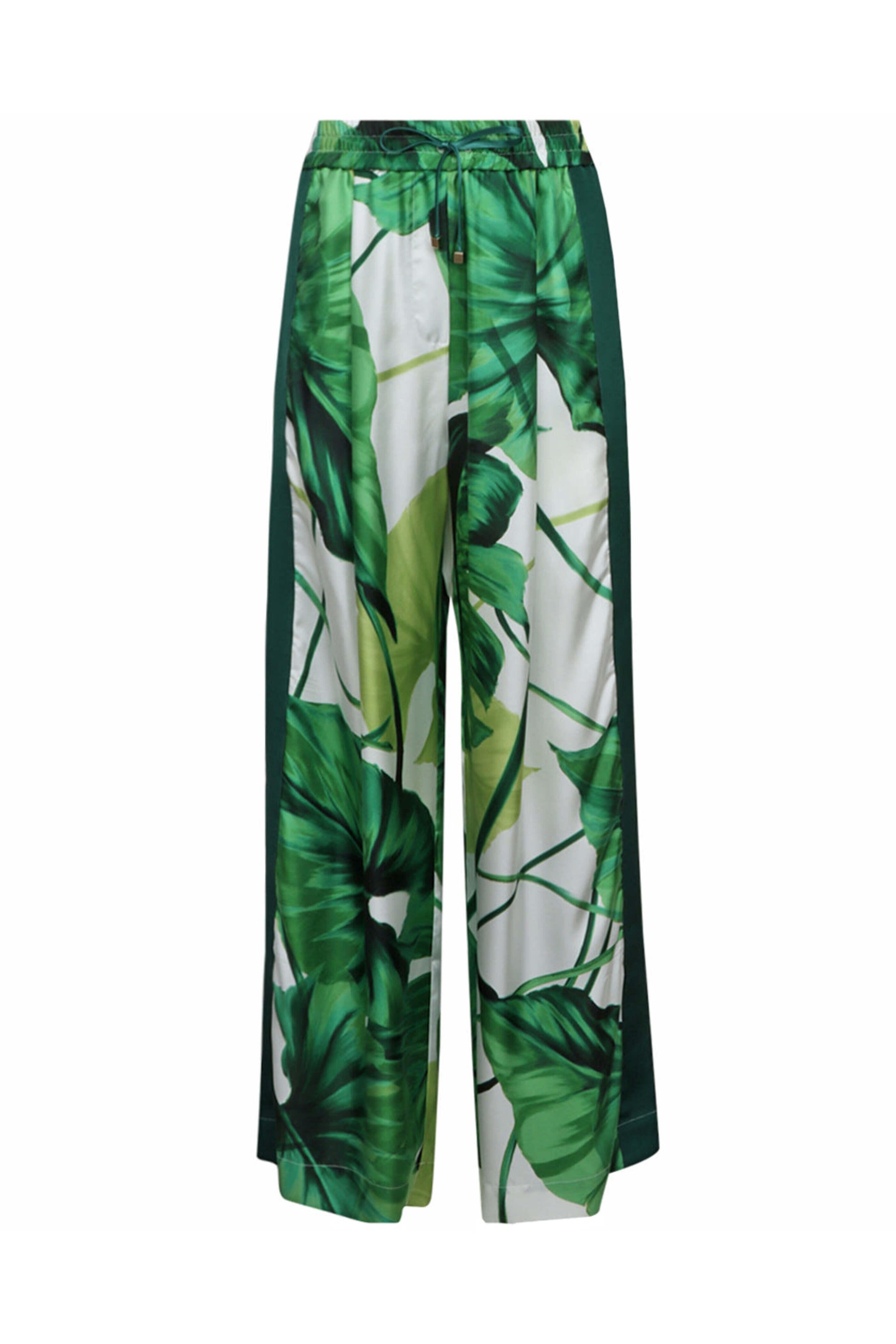 F.R.S. - Green Palm Print Silk Asteria Pant