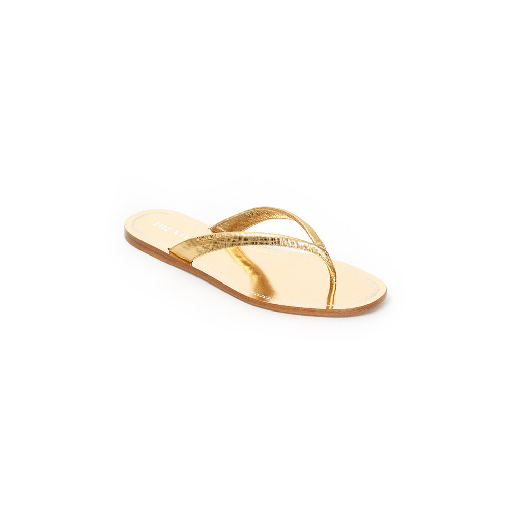 Miu Miu Crystal metallic leather sandals for Women - Gold in