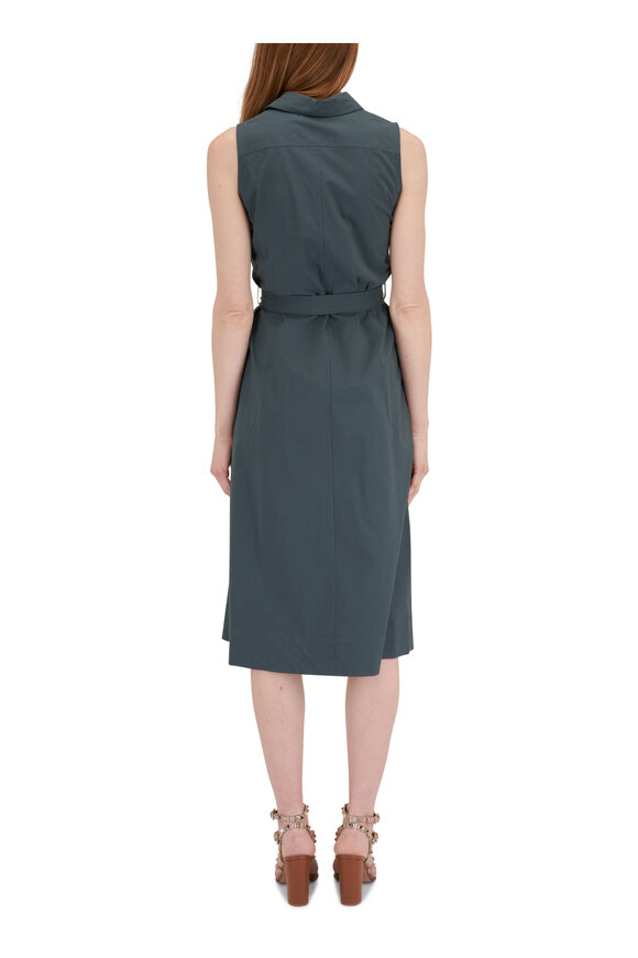 Antonelli - Magda Teal Sleeveless Belted Shirt Dress 