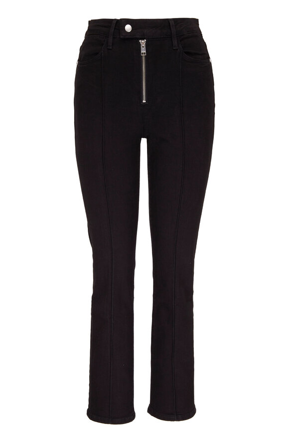 Frame - Le Super High Black Straight Leg Exposed Zip Pant