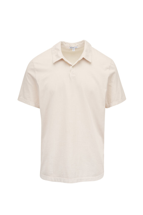 James Perse Latte Standard Short Sleeve Cotton Polo