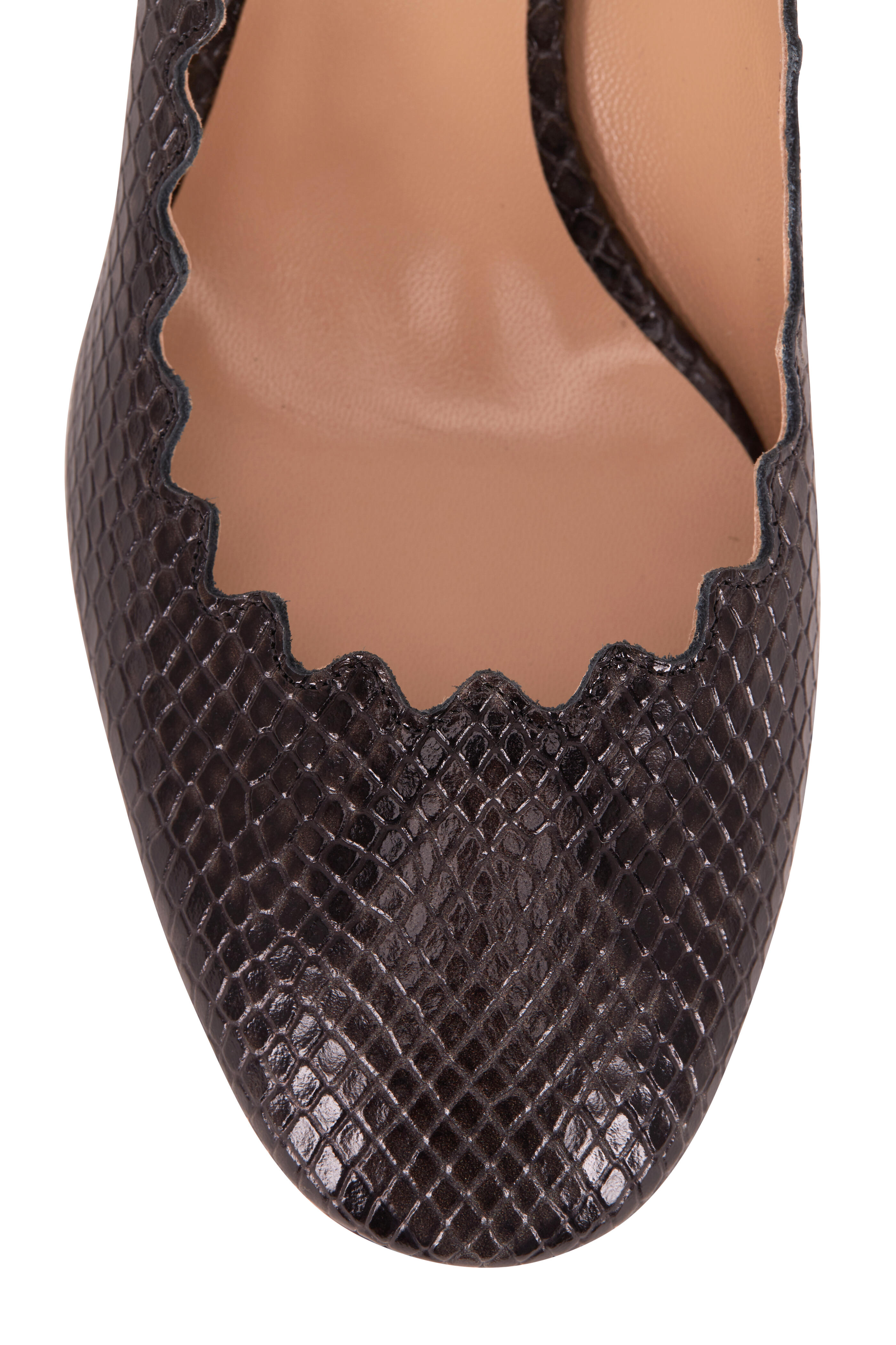 Chloé - Lauren Charcoal Black Python Embossed Pump, 50mm - view 4