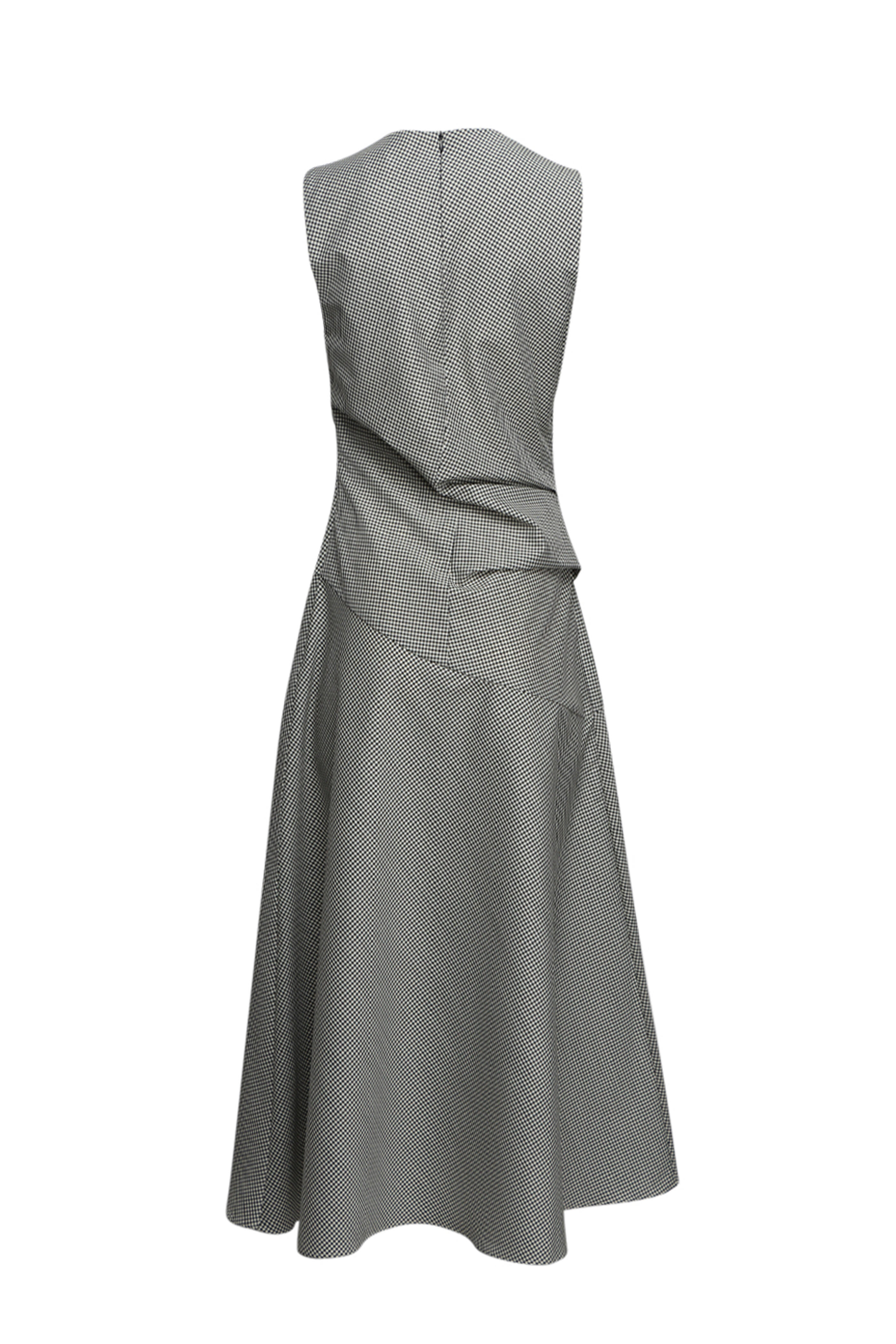 Rohe Frames - Cream & Black Mini Check Cowl Neck Midi Dress