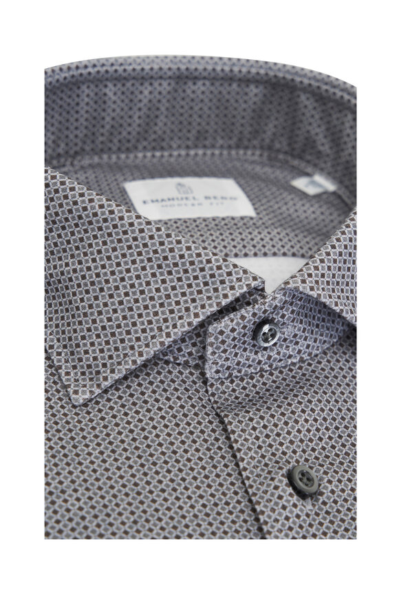 Emanuel Berg - 4Flex Dark Gray Geometric Print Sport Shirt