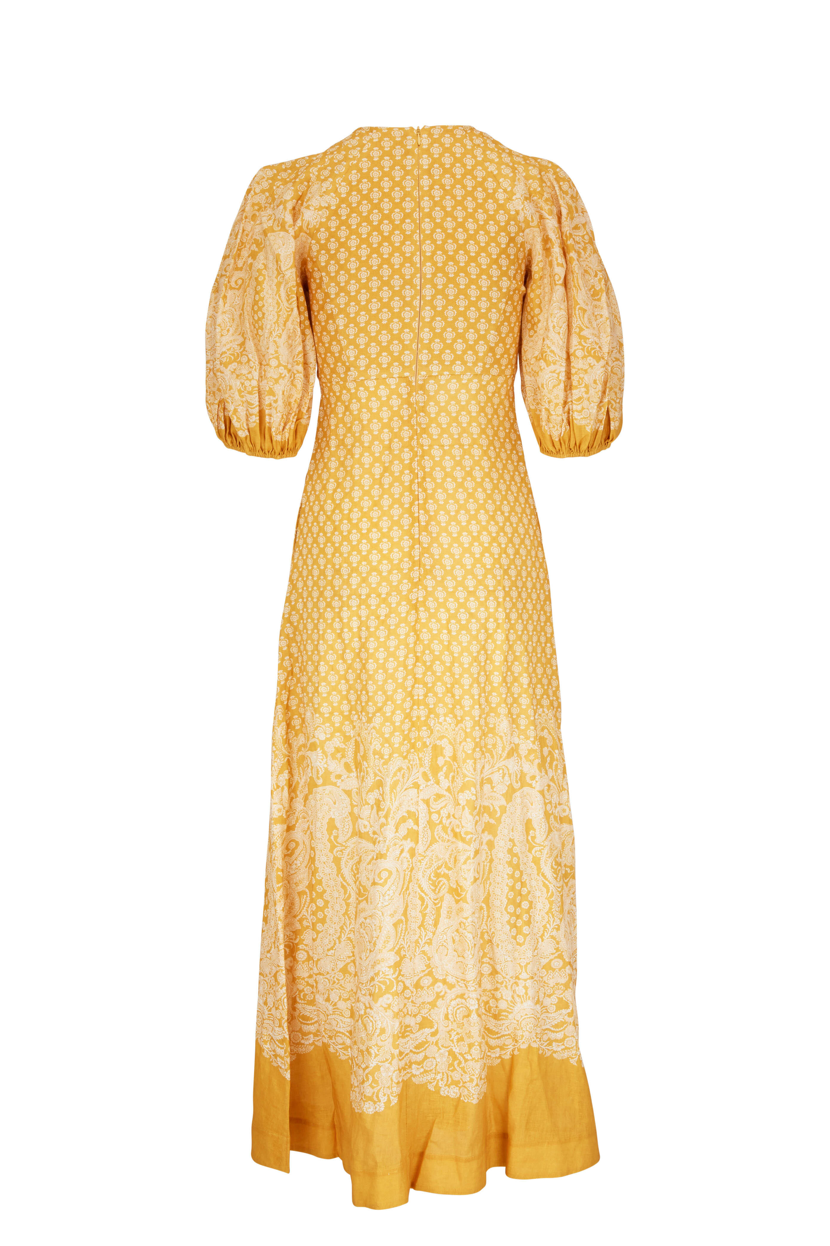 新品★DRESS HIPPY★PAISLEY HENRY T MUSTARD Zimmermann - Jude Mustard Paisley Print Midi Dress