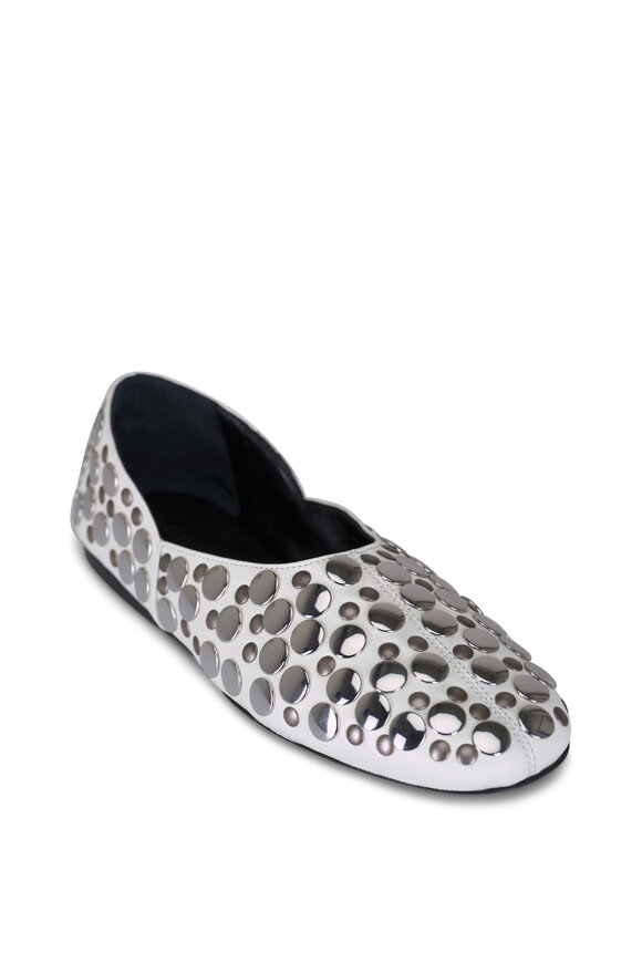 Khaite Jane White Leather Stud Flat