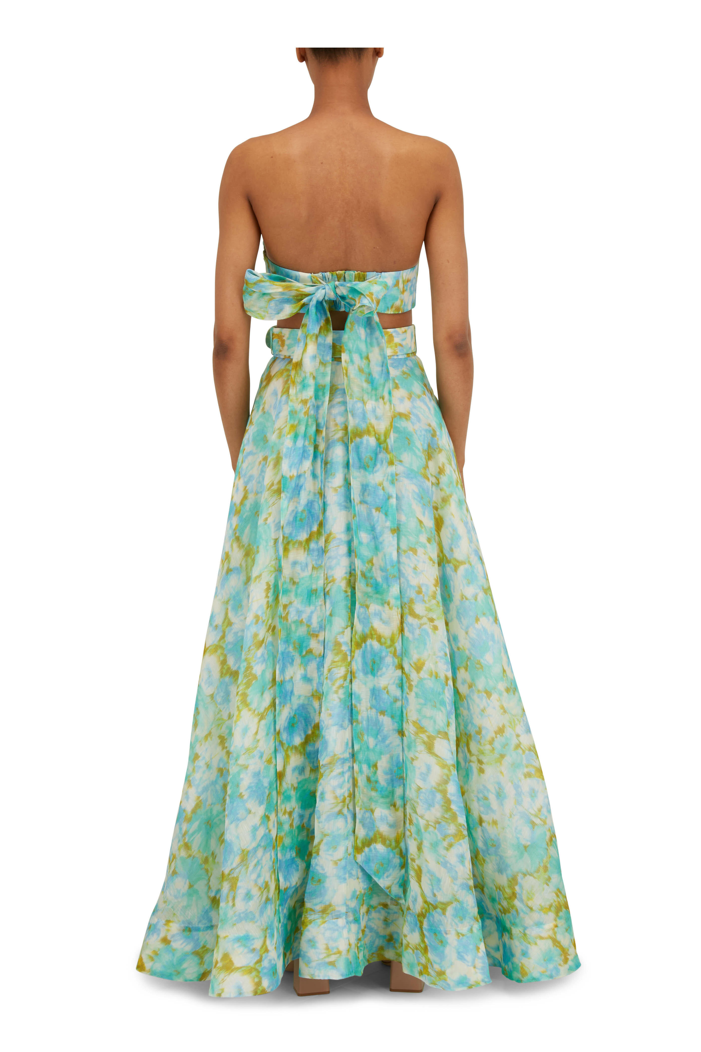 Zimmermann - High Tide Aqua Ikat Floral Maxi Skirt