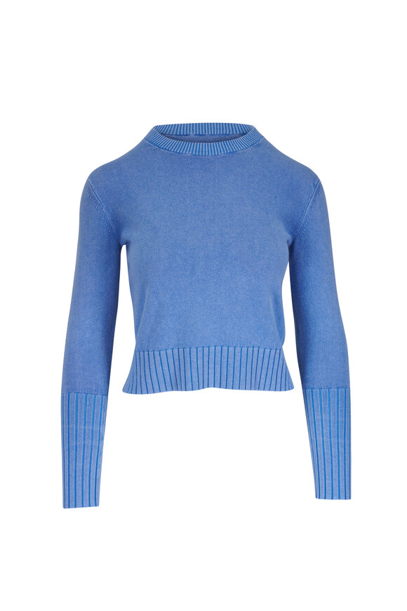 Guest in Residence Sunwashed Blue Shrunken Cotton & Cashmere Sweater - view 1