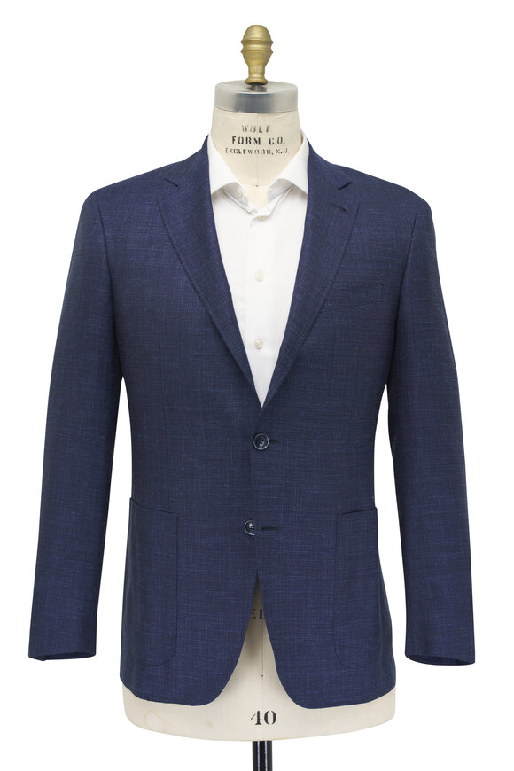 Canali - Kei Navy Wool, Silk & Linen Sportcoat