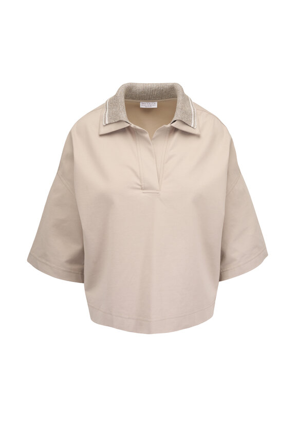 Brunello Cucinelli Oak Sparkling Collar Polo Shirt