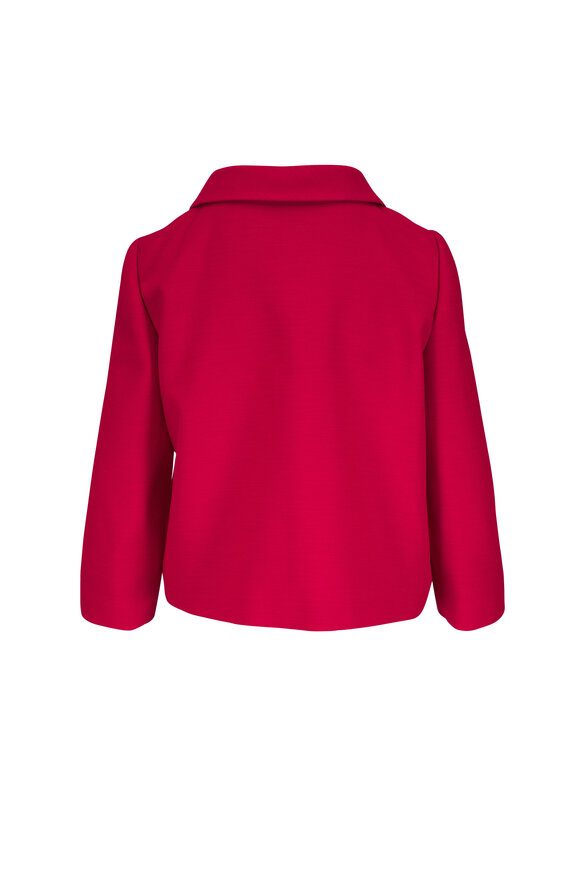 Valentino Red Solid Crepe Couture Embellished Blazer - view 4
