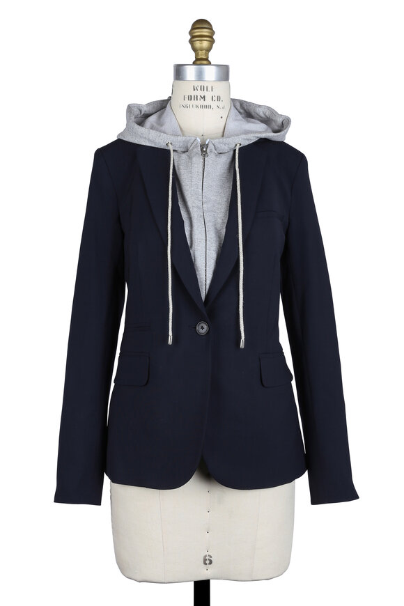 Veronica Beard - Navy Blue Wool Blazer with Hoodie 