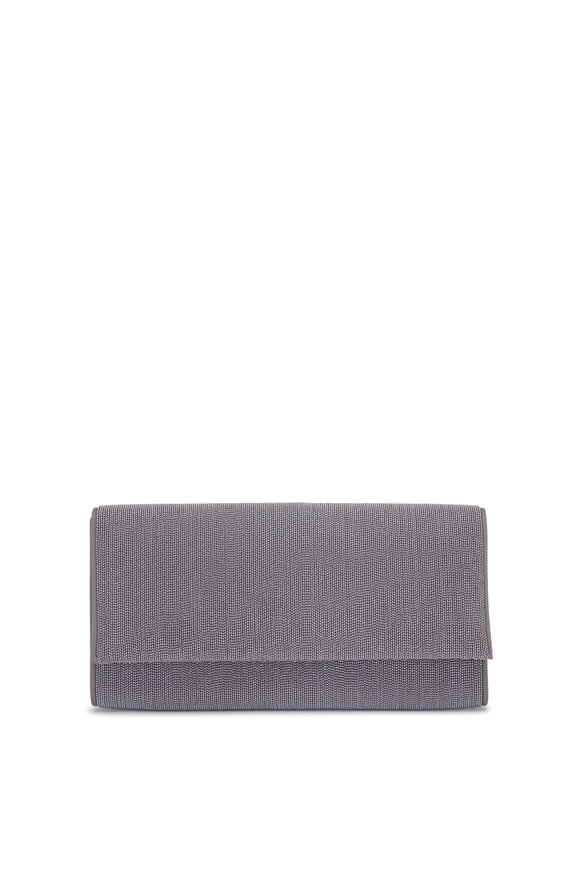 Brunello Cucinelli - Black Leather Monili Trim Wristlet Clutch