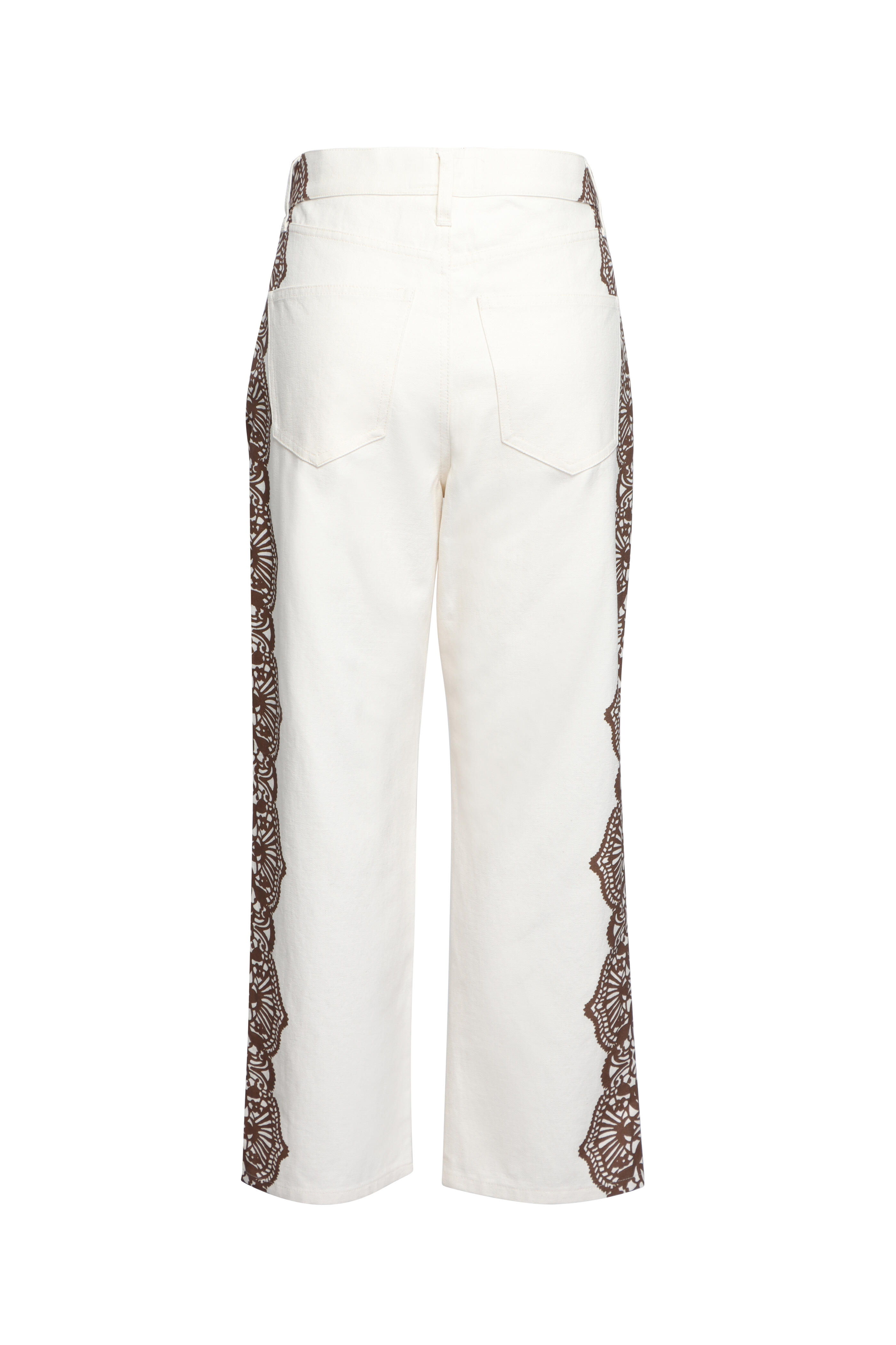 The Great - Wayne Cream & Brown Lace Print Jean